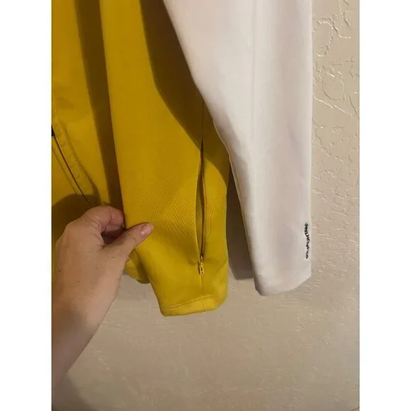 Y Sun Mountain Yellow & White Colorblock Long Sleeved Zip Up Athletic Jacket - Picture 9 of 11